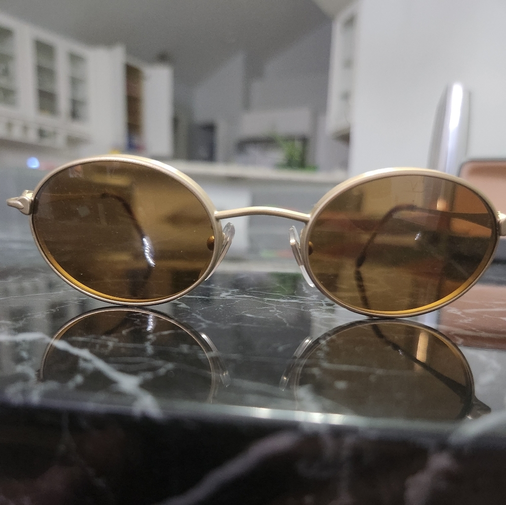 Vuarnet vintage sunglasses oval brown lenses gold frame